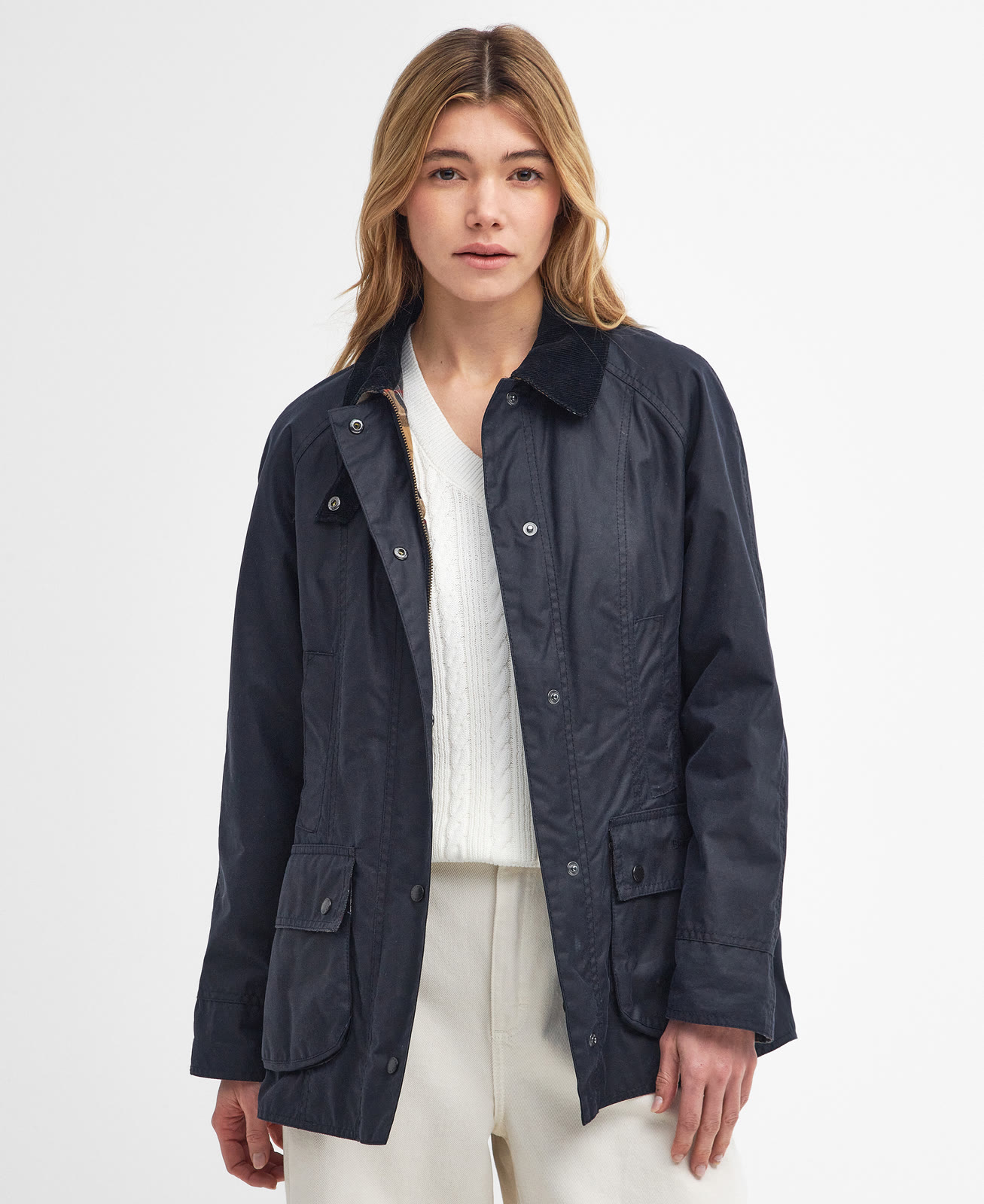 beadnell-wax-jacket-navy-femme-LWX0667NY91_01front_light Beadnell Wax Jacket Navy