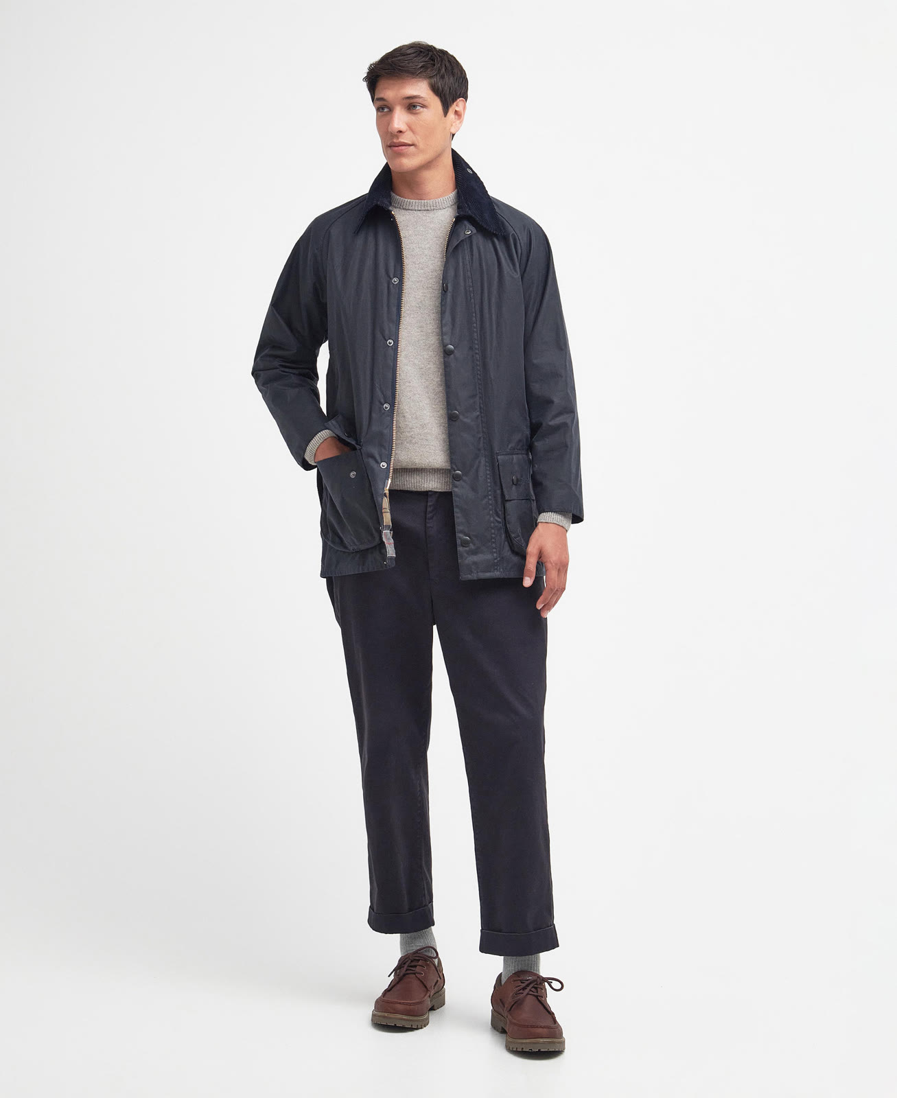 beaufort-wax-jacket-sage-homme-MWX0017NY91_03getthelook_light Beaufort Wax Jacket Navy