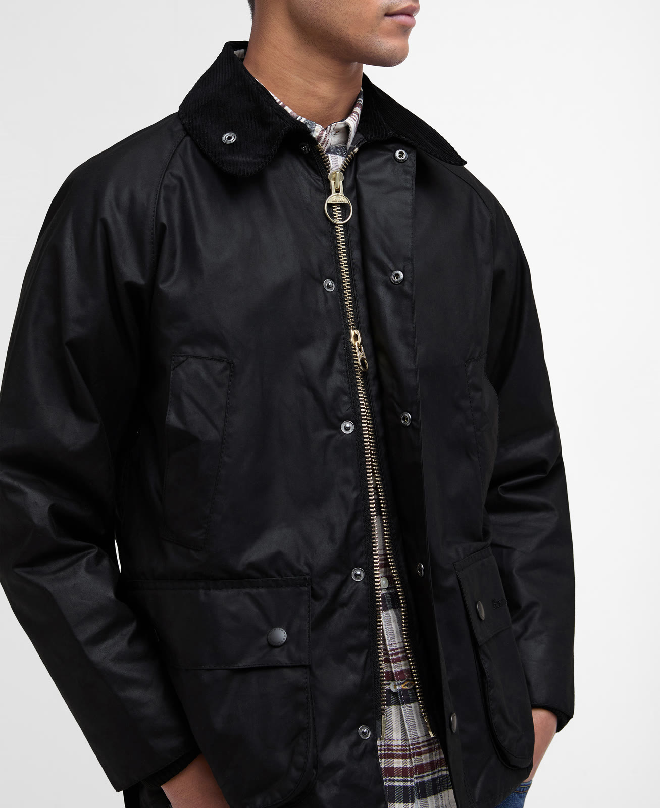 bedale-wax-jacket-sage-homme-MWX0018BK91_05detailc_light Bedale Wax Jacket Black