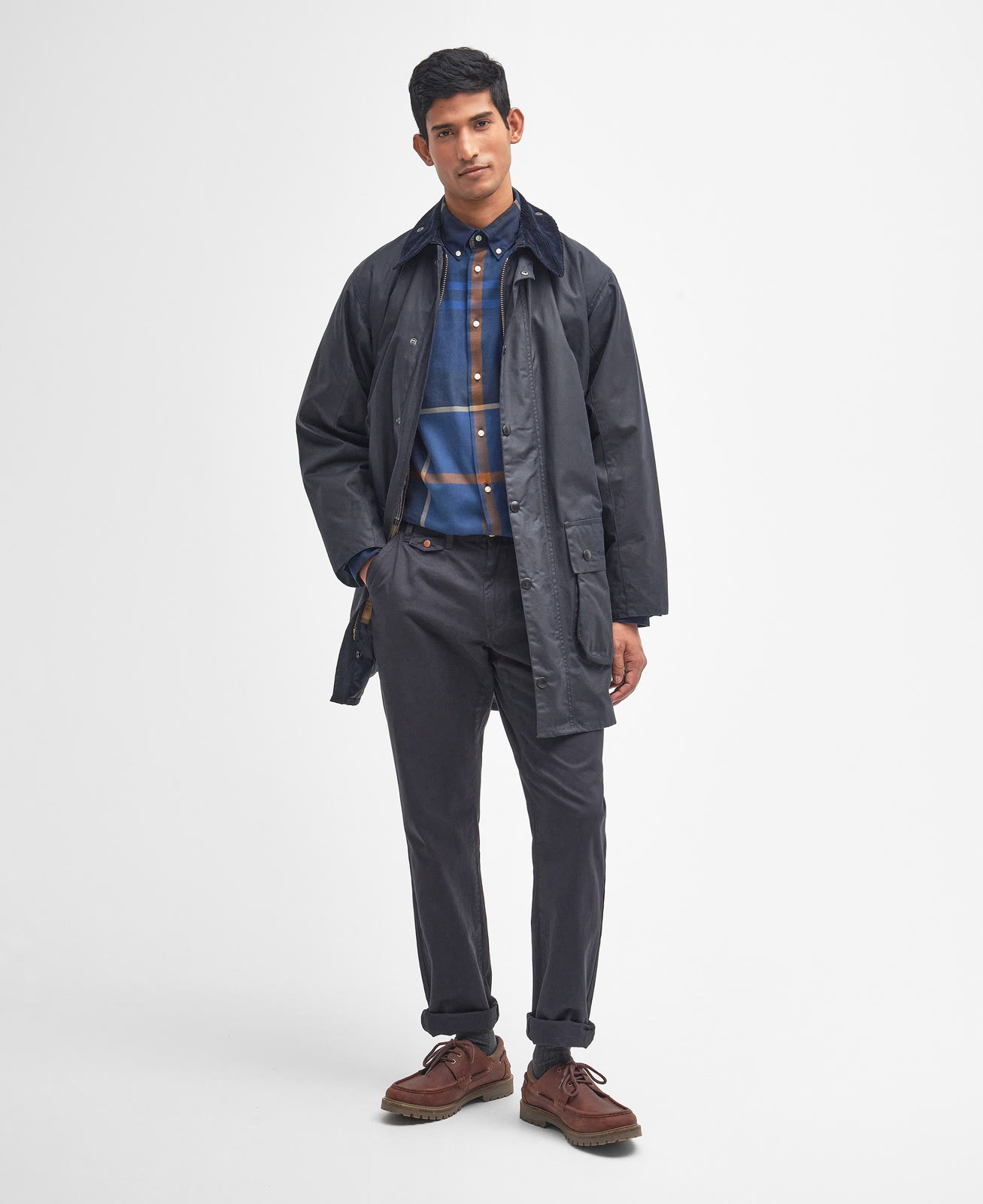 border-wax-jacket-sage-homme-MWX0008NY91_03getthelook_light Border Wax Jacket Navy