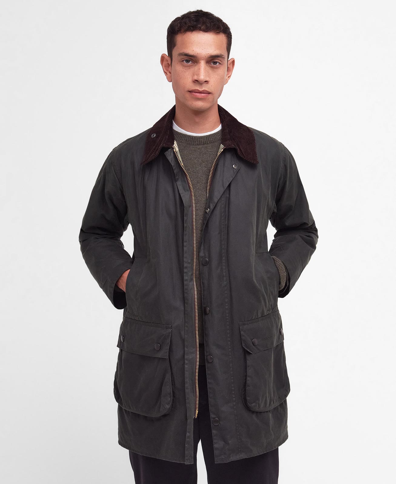 border-wax-jacket-sage-homme-MWX0008SG91_01front_light Border Wax Jacket Sage