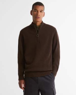 Holden Half Zip Knitted Jumper Dark Oak