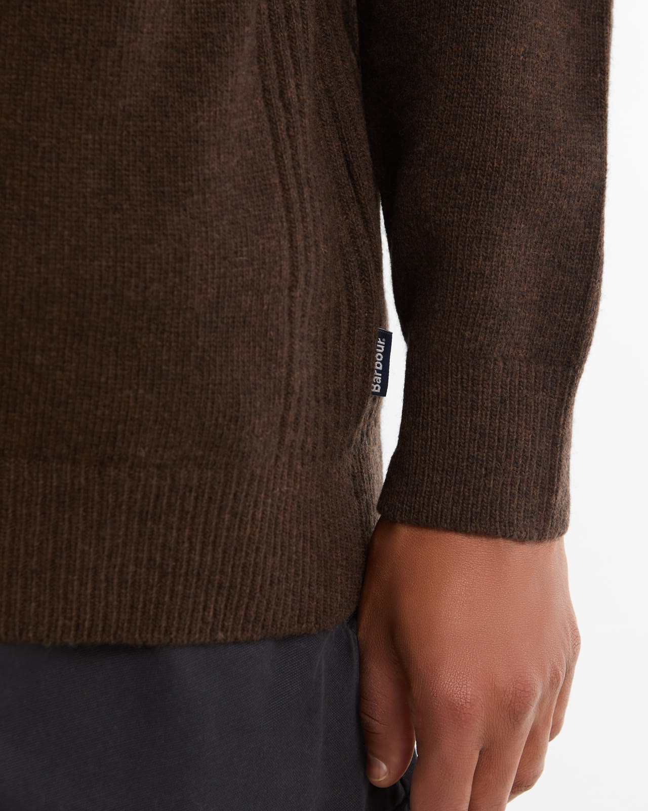 holden-half-zip-knitted-jumper-olive-marl-homme-MKN0837BR17_4b_light Holden Half Zip Knitted Jumper Dark Oak
