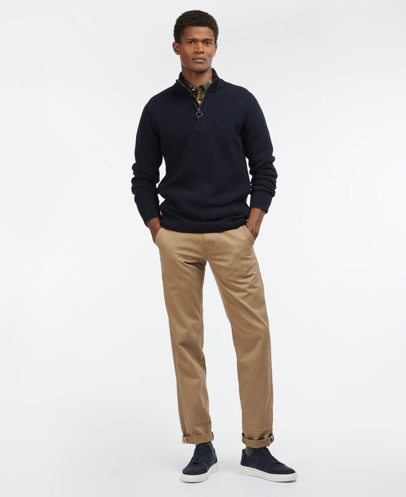 holden-half-zip-knitted-jumper-olive-marl-homme-MKN0837NY91_03getthelook_model_light Holden Half Zip Knitted Jumper Navy