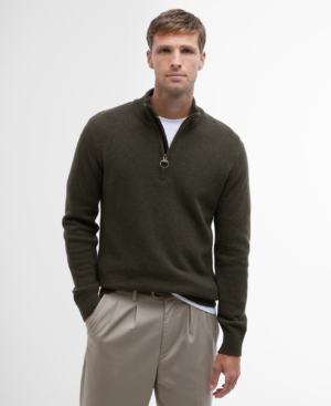 Holden Half Zip Knitted Jumper Olive Marl
