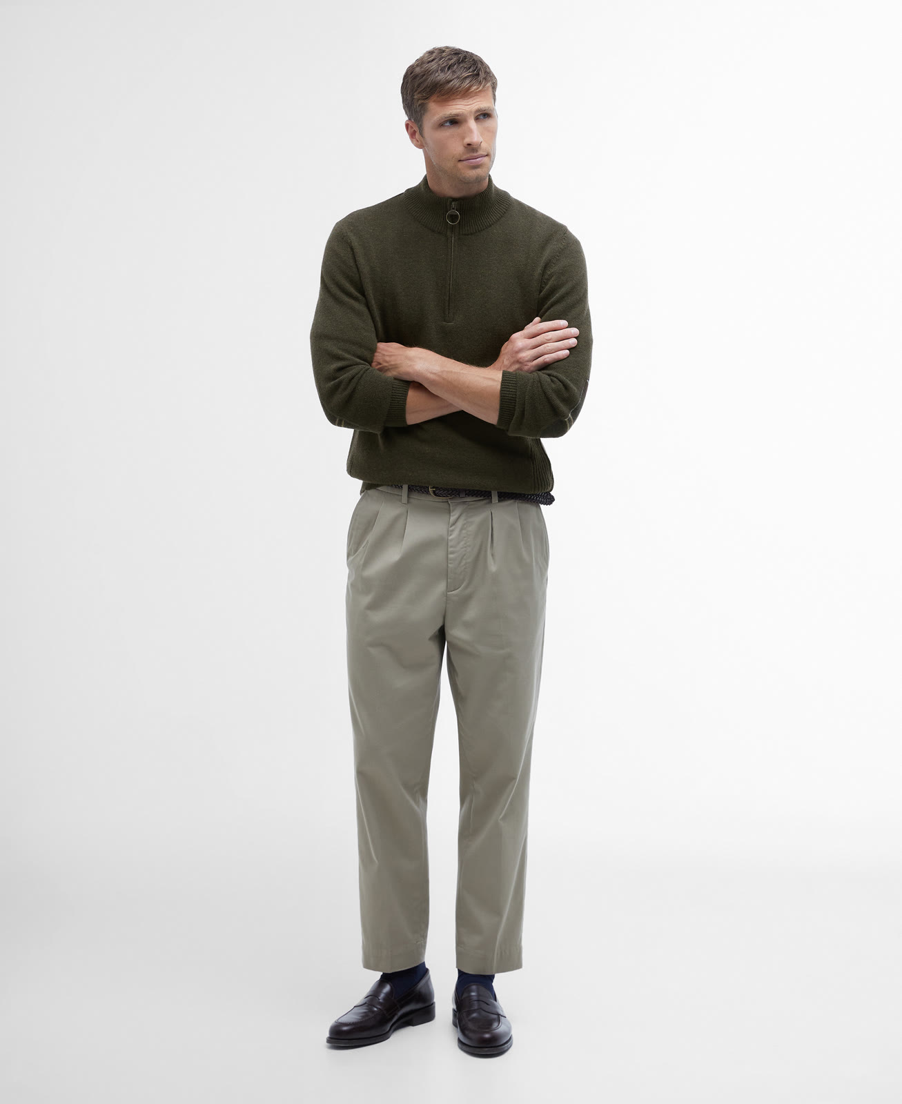 holden-half-zip-knitted-jumper-olive-marl-homme-MKN0837OL91_03getthelook_light Holden Half Zip Knitted Jumper Olive Marl
