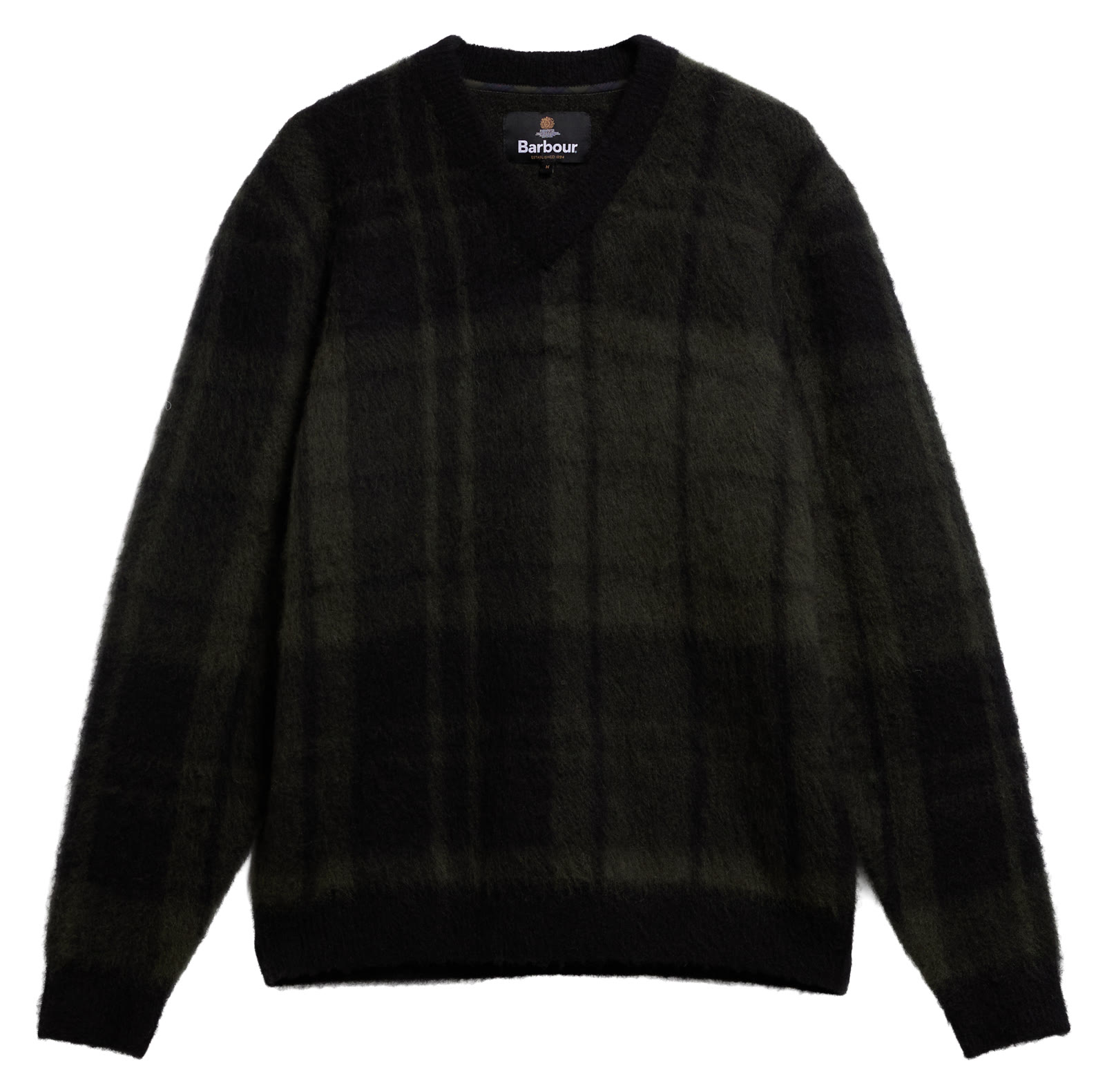 hunham-tartan-v-neck-knitted-jumper-black-homme-MKN1739BK31_3p_light Hunham Tartan V-Neck Knitted Jumper Black