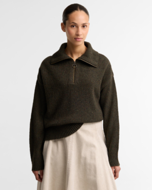 Lavensdale Half Zip Fleck Knitted Jumper Olive