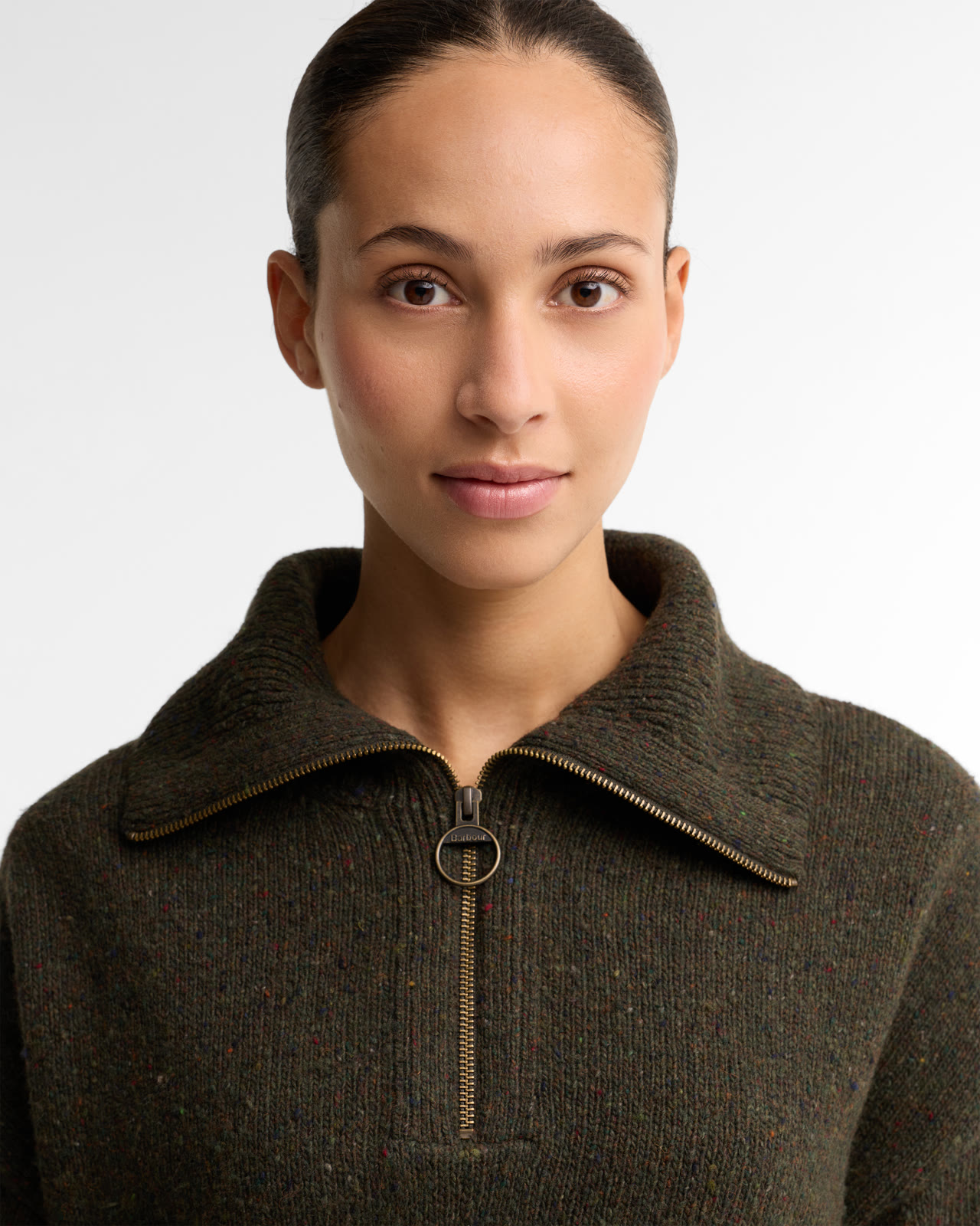lavensdale-half-zip-fleck-knitted-jumper-olive-femme-LKN1579OL71_4a_light Lavensdale Half Zip Fleck Knitted Jumper Olive