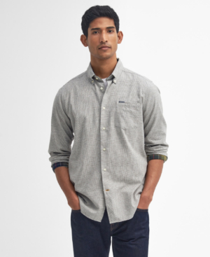 Turner Tailored Houndstooth Shirt Olive